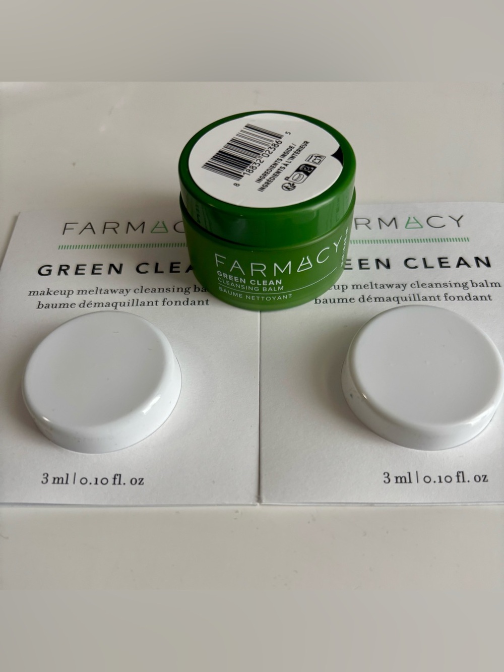 New Farmacy Green Clean Cleansing Balm sample, 12ml + 2 individual 3ml samples.